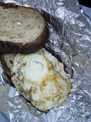 breakfast sandwich. Egg on rye.