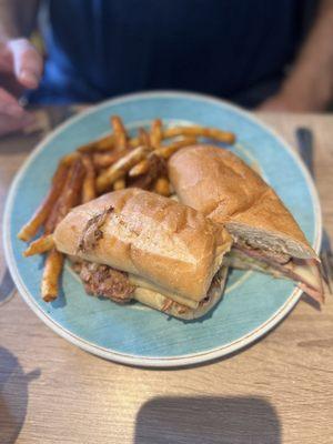 cuban sandwich with crunchy fries