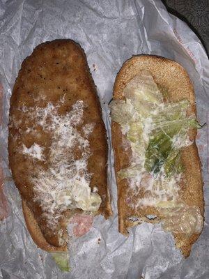 The sad original chicken sandwich. Barely has lettuce on.