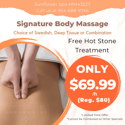 Sunflower Spa
 MM43227
 Call us at 954-688-9766