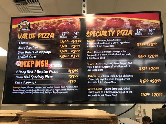 Pizza Menu