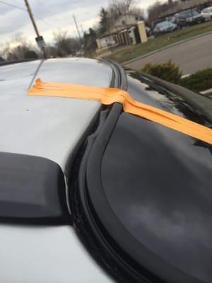 Botched windshield install by Auto Glass Express