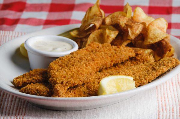 -- Fish & Crisps --

Three Rockfish filets fried in a seasoned panko breading, served with a house tartar and signature chips & a pickle