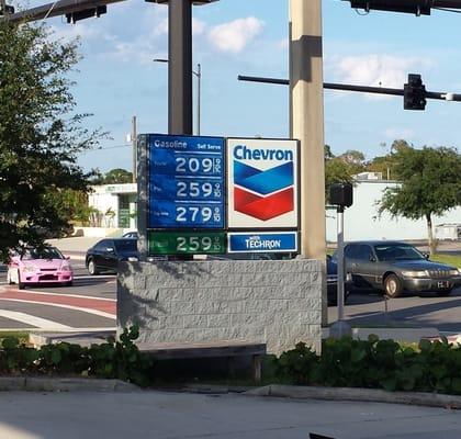 Chevron on Babcock. Not the cheapest around by at least 10 cents.