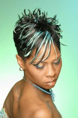 Sometimes a bright highlight makes the difference here is a turquoise highlight with a funky spiked flip