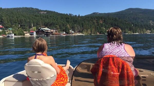 Beautiful day cruising on the BigFork Rentals pontoon!