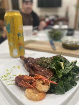 Bone-in ribeye with chimichurri