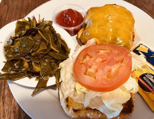 The Hill Burger with Collard Greens ($10.95).