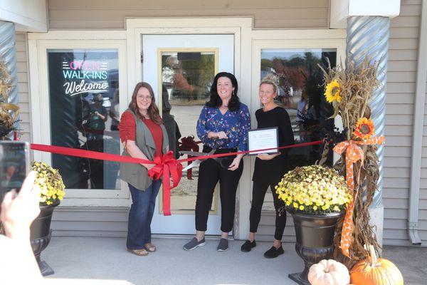 Ribbon-cutting of the new Elk Rapids location with the office manager, Dr. Carley Fardell and the acupuncturist Megan Gray