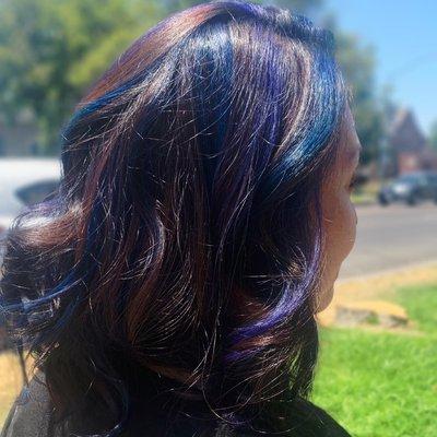 Another view of blue and purple highlights