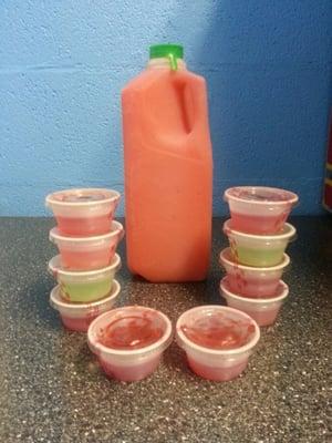 Weekend Special: 1/2 gallon, 4 jello shots, and cherry bomb for $20