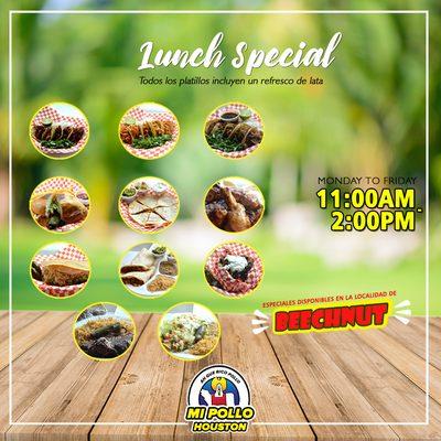 Especiales de Lunch de Lunes a Viernes 11am a 2pm