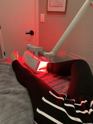 LED Red Light Therapy for a client's foot surgery