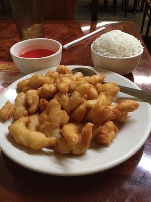 Sweet and sour chicken with rice