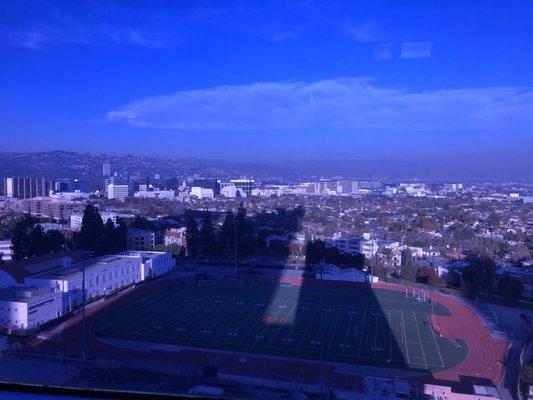 If there was no smog, you'd be able to see the Hollywood sign also! Crazy views from this office :)