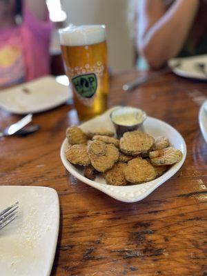 Frickles (fried pickles), happy hour size $5