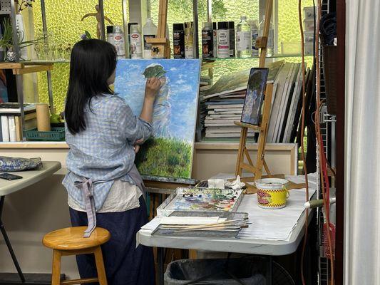 Oil painting lessons at studio. Drop in welcome!