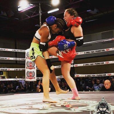 one of our fighters kneed her opponent in a Muaythai fight