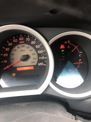 Warning lights on due to break's being improperly installed