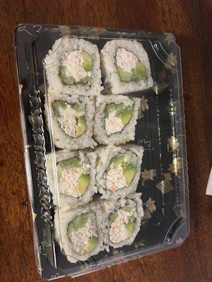 California roll $16.58 on Uber eats with promo.