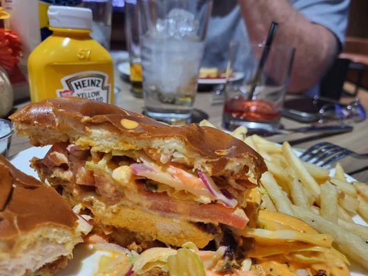 Their spicy chicken sandwich that was supposed to be the other chicken sandwich. I cut it in half & smashed it down to be able to bite into.