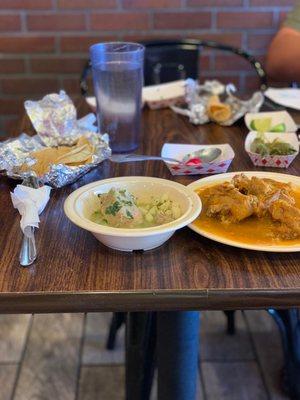 pozole verde and costillitas and the diy sides.