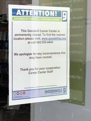 Goodwill career center closed