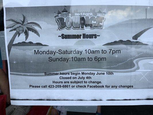 Summer hours