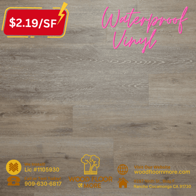 Eternity Waterproof Vinyl with pad attached on sale for $2.19/SF

Thickness: 5mm
Width: 7"
Length: 48"
Wear Layer: 12mil
SF/box: 23.64