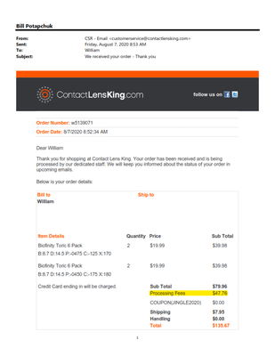 Here's the processing fee.