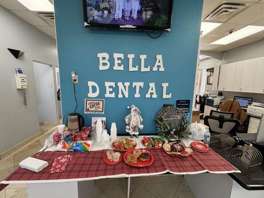 Hot chocolate bar and snacks for our patients