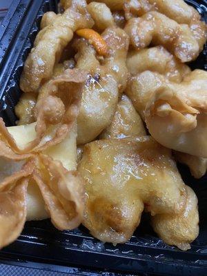 Orange chicken and rangoon