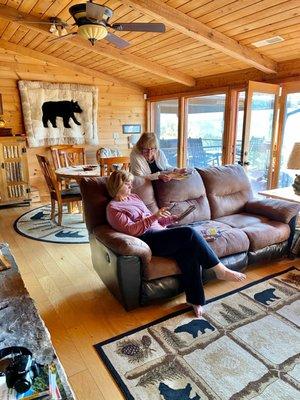 Cozy cabin & comfortable furniture!