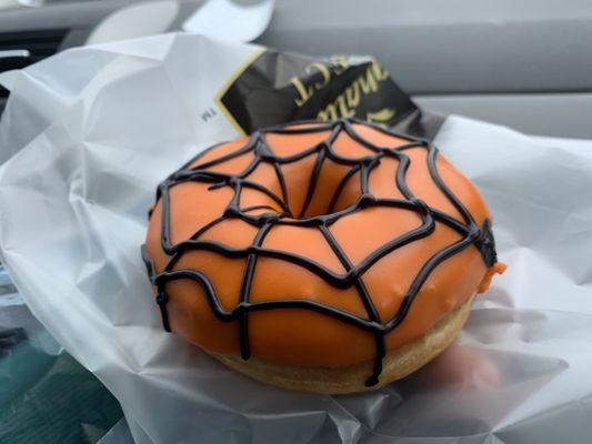 Halloween spider web theme donut.