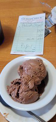 5-26-23 Finish up good meal with some chocolate ice cream plain and straight.