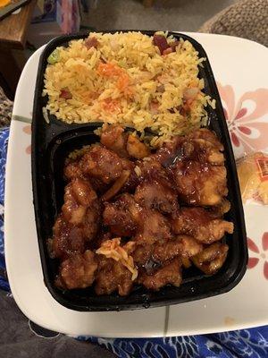 Orange chicken combination platter