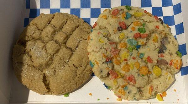 Traditional Peanut Butter Cookie & Fruity Pebbles Cookie