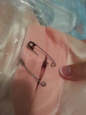 Teared seams of prom dress after the night. Fortunately had safety pins with me!