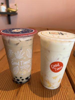 Okinawa milk tea and jasmine milk tea