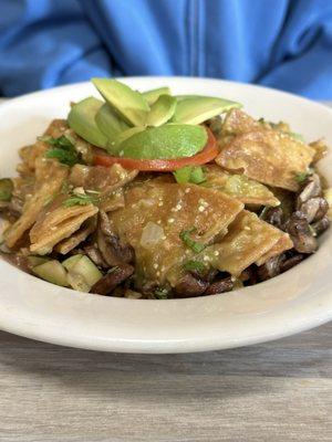 Vegan chilaquiles bowl