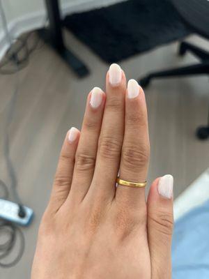 Nude + white nail polish after manicure