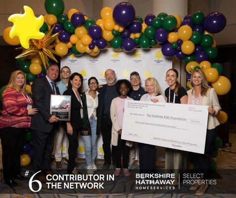 #6 contributor in the network for The Sunshine Kids Foundation #SelectGivesBack