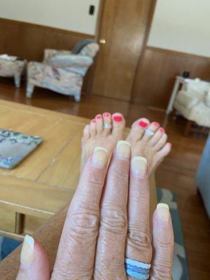 Discolored yellow nails and chipped off gel toe polish after only 1 week?  NOT GOOD!