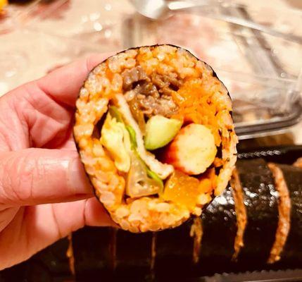 Kimbap with spicy bulgogi