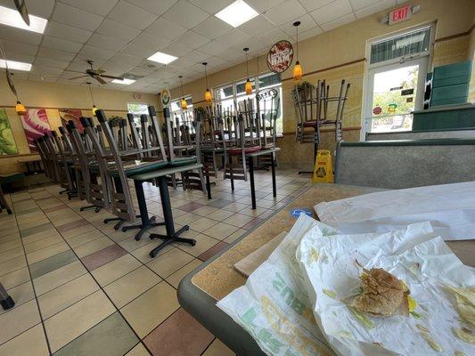 Open for nearly an hour! 3 Lazy employees behind the counter!