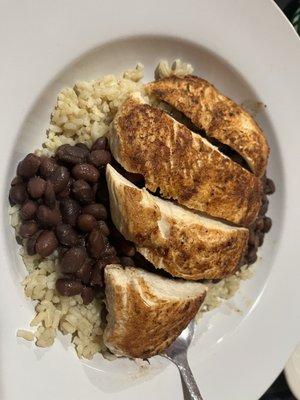 Grilled chicken and black beans and rice