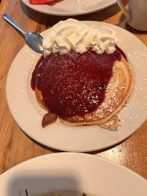 Homemade berry syrup/ kid order Buttermilk Pancakes