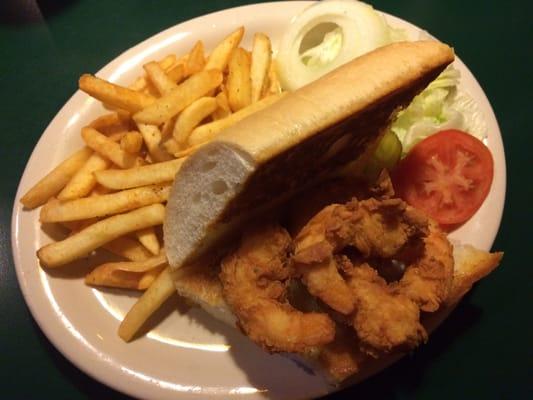 Shrimp po-boy and fries