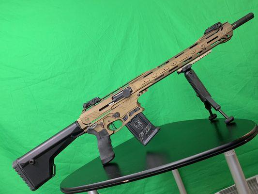 Typhoon f12 Bronze sport. AR platform semi-auto 12guage  Nicknamed "The Wookiee Won-Don" or "Boss Hog" for short.