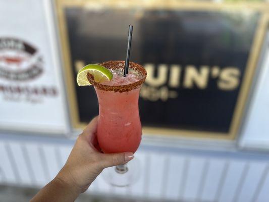 Strawberry caipirinha w/ tajin rim--bar drink special